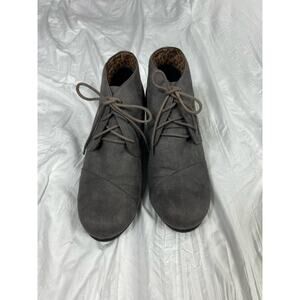 Gray Lace Up Heeled Ankle Booties
